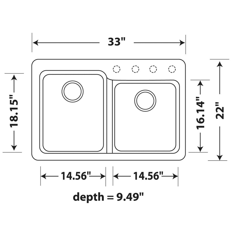 Pelican PL-175 Granite Composite Topmount/Undermount Kitchen Sink 33'' x 22" - Alpina