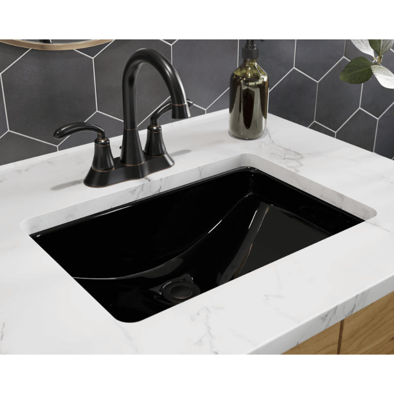 Pelican PL-3099 Porcelain Undermount Bathroom Sink 18" x 13" - Black