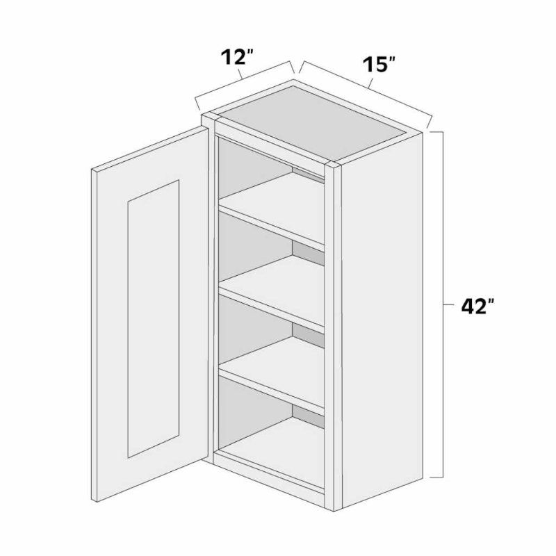 Aspen White 15" x 42" Single Door Wall Cabinet - ASP-W1542