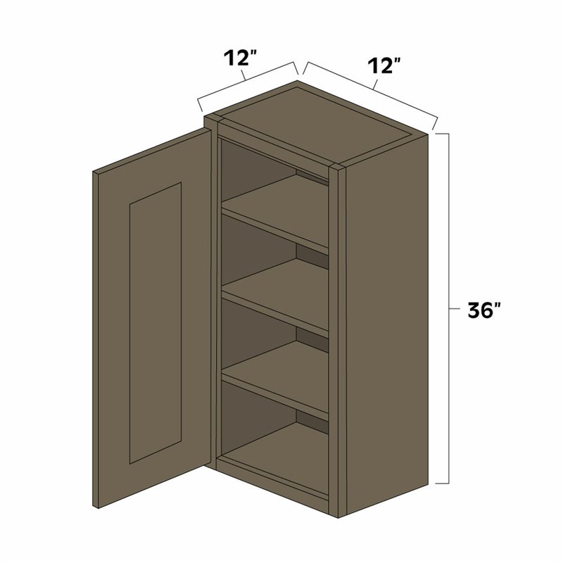 Winchester Grey 12" x 36" Single Door Wall Cabinet - WIN-W1236
