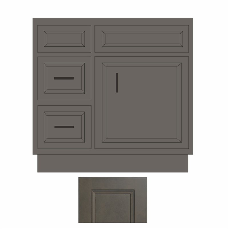 West Point Grey 30" Vanity Sink Base Cabinet w/ Drawers on Left - WPG-V3021DL