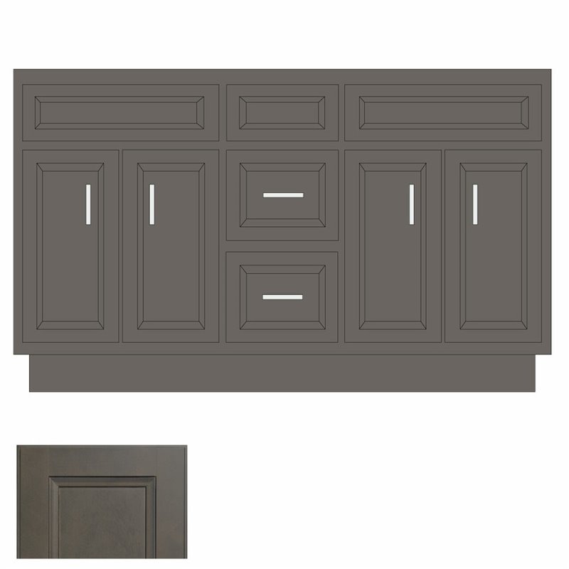 West Point Grey 60" Double Vanity Cabinet w/ Drawers on Center - WPG-VSDB60