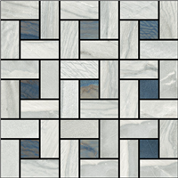 Macaubus 7509-G Pinwheel Porcelain Mosaic on a 12" x 12" Sheet - Pearl / Azul