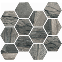 Macaubus 7515-G Hexagon Natural Porcelain Mosaic on a 12" x 14" Sheet - Twilight