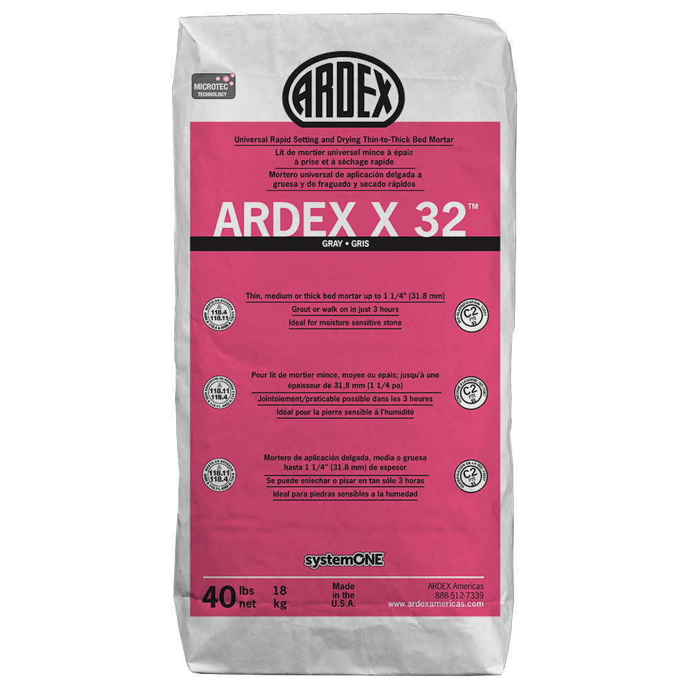 Ardex X 32 Universal Rapid Setting and Drying Thin-to-Thick Bed Mortar (White) - 40 Lb. Bag