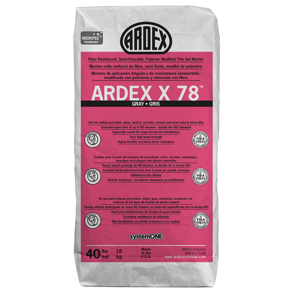 Ardex X 78 MICROTEC Semi-Pourable Tile and Stone Mortar (Gray) - 40 Lb. Bag