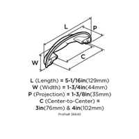Amerock Ashby 4in(102mm) & 3in(76mm) Center-To-Center Cup Pull