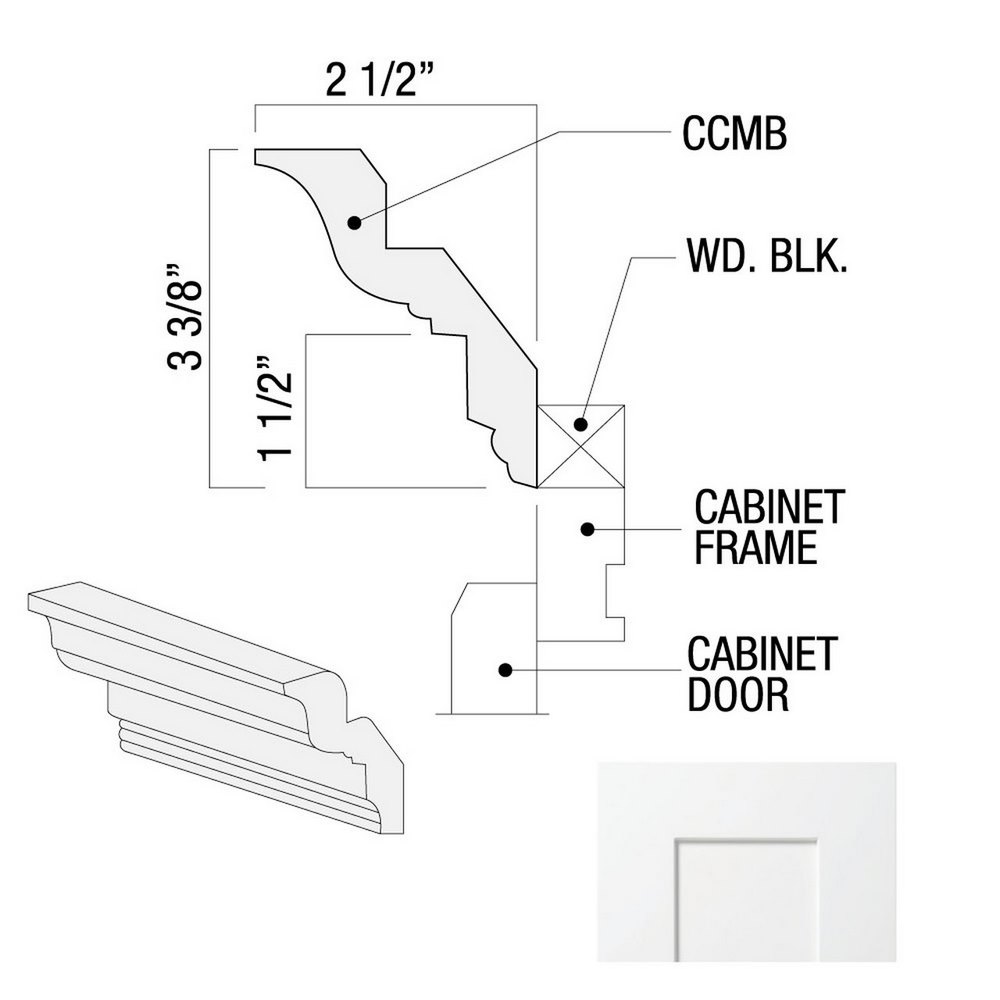 White Shaker 8' Crown Molding - WS-LCM8