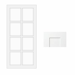 White Shaker 15" x 42" Single Mullion Glass Door - WS-MD1542