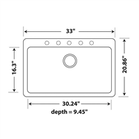 Pelican PL-100 Granite Composite Topmount/Undermount Kitchen Sink 33'' x 20 7/8" - Mocha