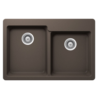 Pelican PL-175 Granite Composite Topmount/Undermount Kitchen Sink 33'' x 22" - Mocha
