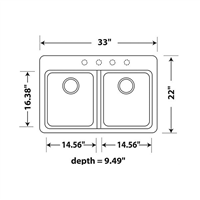 (image for) Pelican PL-200 Granite Composite Topmount/Undermount Kitchen Sink 33'' x 22" - Concrete