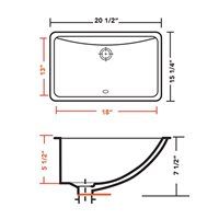 (image for) Pelican PL-3099 Porcelain Undermount Bathroom Sink 18" x 13" - Bone