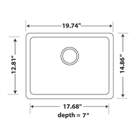 Pelican PL-350 Granite Composite Undermount Kitchen Sink 19 3/4'' x 14 7/8" - Onyx
