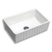 Pelican PL-4050 Porcelain Fluted Farmhouse Kitchen Sink 30 1/2'' x 20'' - White