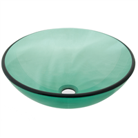 Pelican PL-624 Vessel Bathroom Sink 16-1/2'' x 16-1/2" - Green Glass