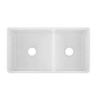 (image for) Pelican PL-FC099 Fireclay Double Bowl Reversible Farmhouse Kitchen Sink 33'' x 18'' - White