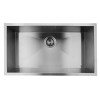 Pelican PL-HA115 R15 16G Handmade 16 Gauge Stainless Steel Undermount Kitchen Sink 32'' x 18'' w/ Micro Radius Corners