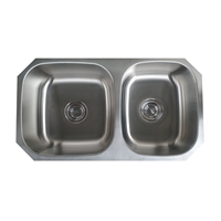 Pelican PL-VP6040 18G Stainless Steel Double Bowl Undermount Kitchen Sink 32-1/8'' x 18"
