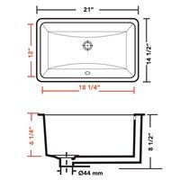 Pelican PL-3044 Extra Deep Porcelain Undermount Bathroom Sink 18 1/4'' x 12'' - Bone