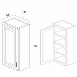 White Shaker 12" x 36" Single Door Wall Cabinet - WS-W1236