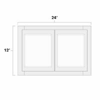 Aspen White 24" x 12" Double Decorative Stacker Wall Cabinet w/ Plain Glass Door - ASP-W2412PG