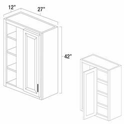 (image for) White Shaker 27" x 42" Blind Corner Wall Cabinet - WS-WBC2742