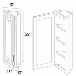 White Shaker 12" x 30" Angle End Wall Cabinet - WS-WCA1230