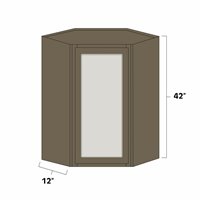 Winchester Grey 24" x 42" Diagonal Corner Wall Cabinet w/ Plain Glass Door - WIN-WDC42PG
