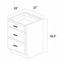 West Point Grey 21" Three Drawer Base Cabinet - WPG-DB21