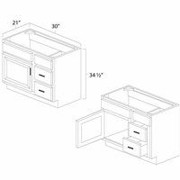 West Point Grey 30" Vanity Sink Base Cabinet w/ Drawers on Right - WPG-V3021DR