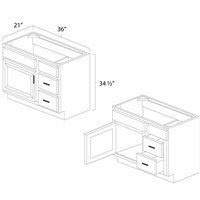 West Point Grey 36" Vanity Sink Base Cabinet w/ Drawers on Left - WPG-V3621DL