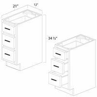 West Point Grey 12" Three Drawer Vanity Cabinet - WPG-VDB1221