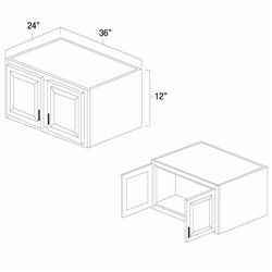 (image for) White Shaker 36" x 12" Refrigerator Wall Cabinet - WS-WR3612